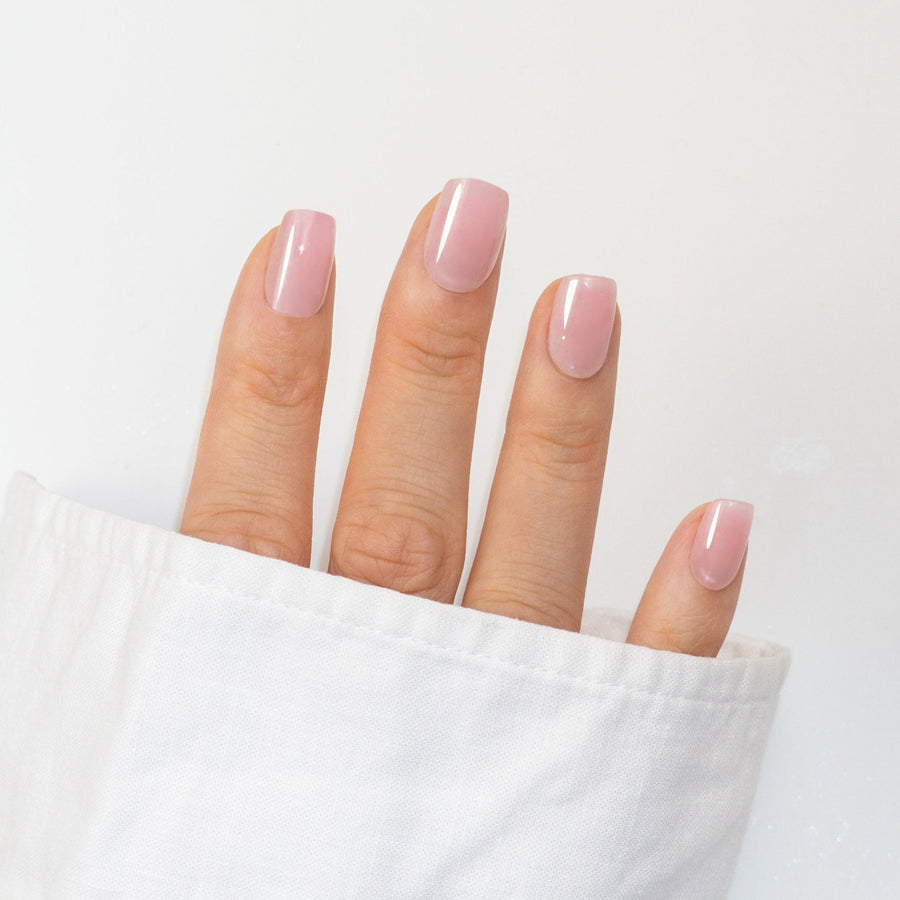 Blush Korean Inspired Jelly Short Press-Ons - Press On Nails Short Almond Natural Looking Fake Nails Frst Class Beauty
