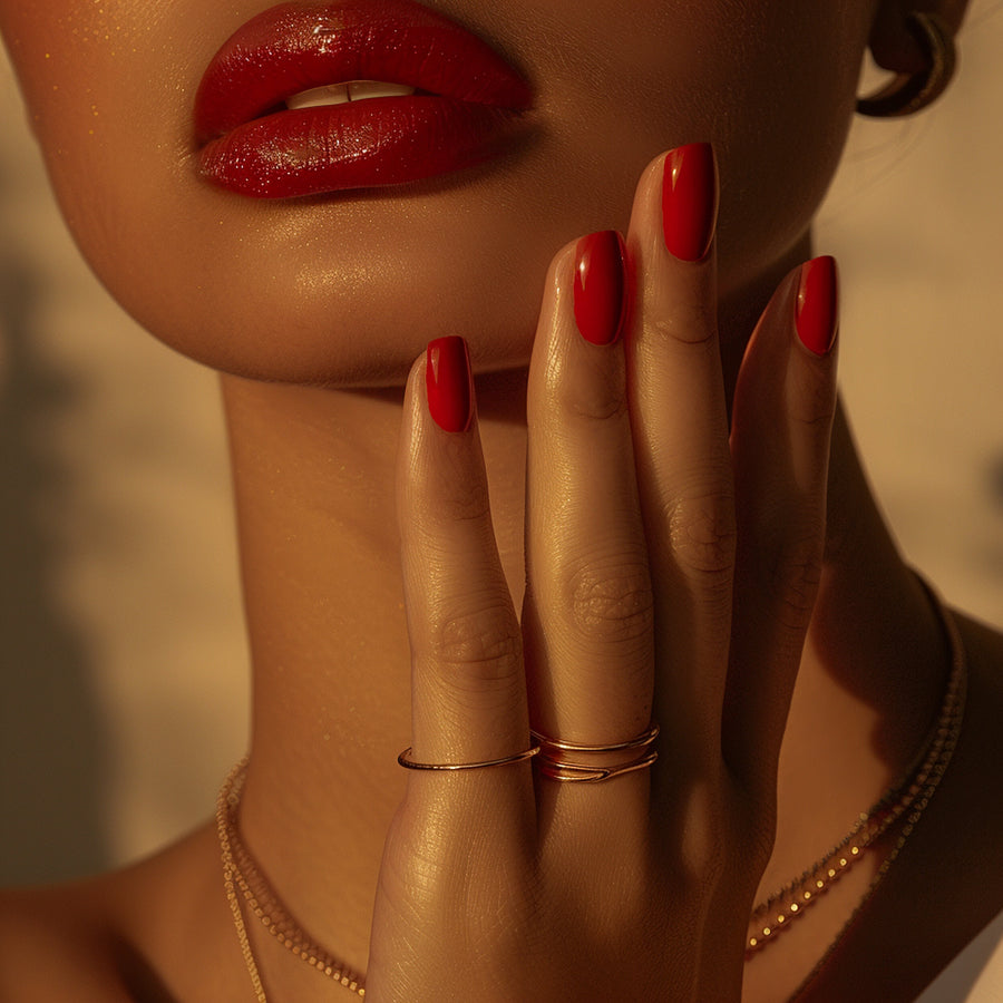 elegant timeless cherry red press on nails
