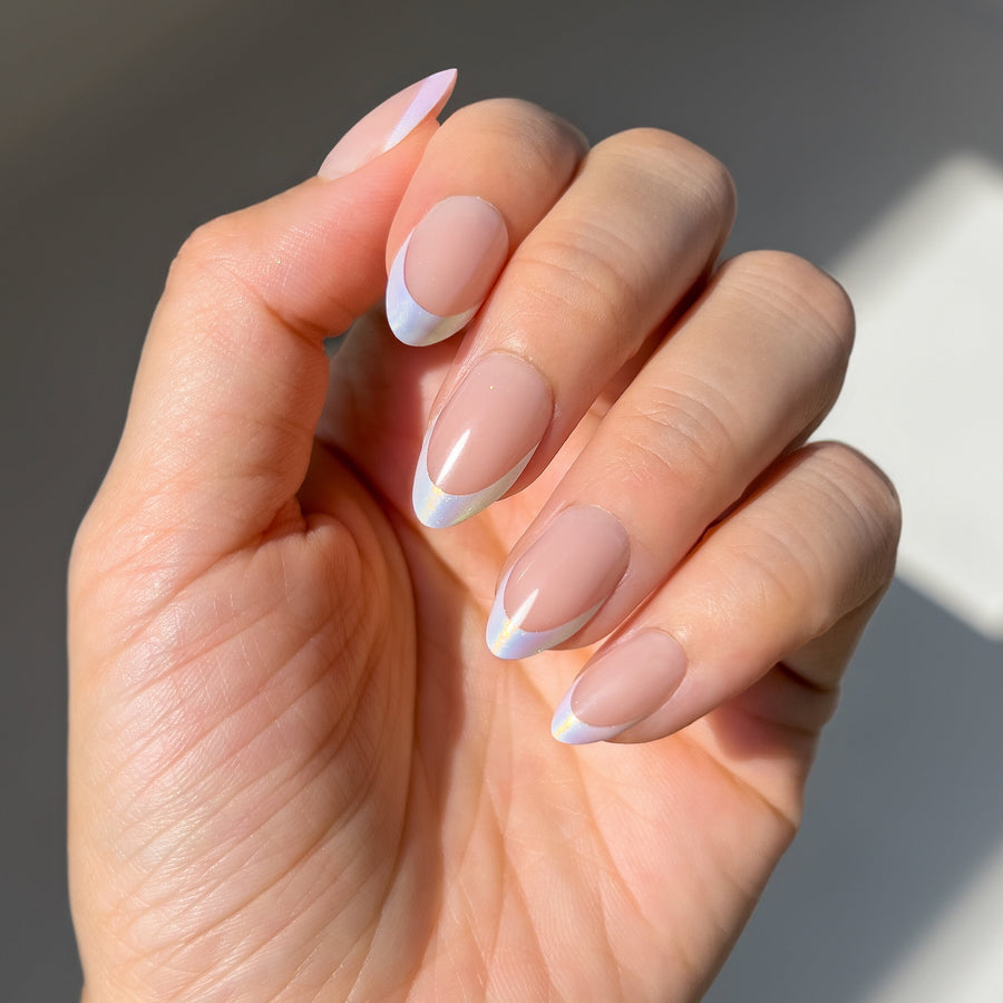 ethereal nails for summer nails wedding nails french tip chrome pearl nails