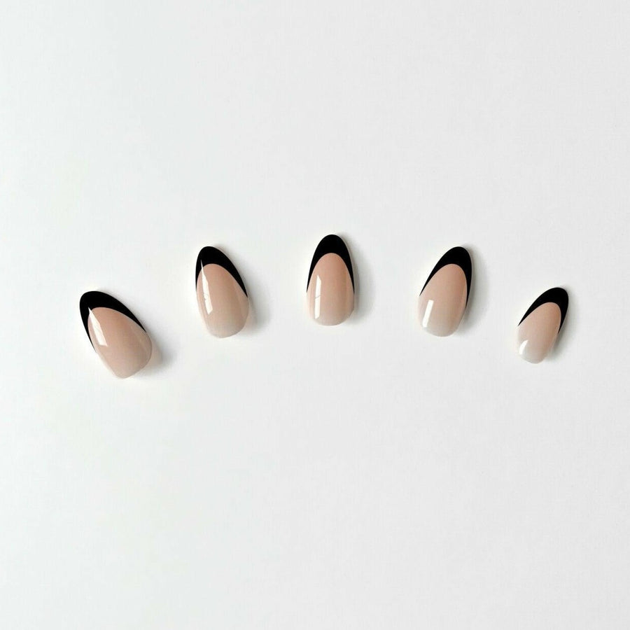 Little Black Dress Gel Press-Ons - Press On Nails Short Almond Natural Looking Fake Nails Frst Class Beauty