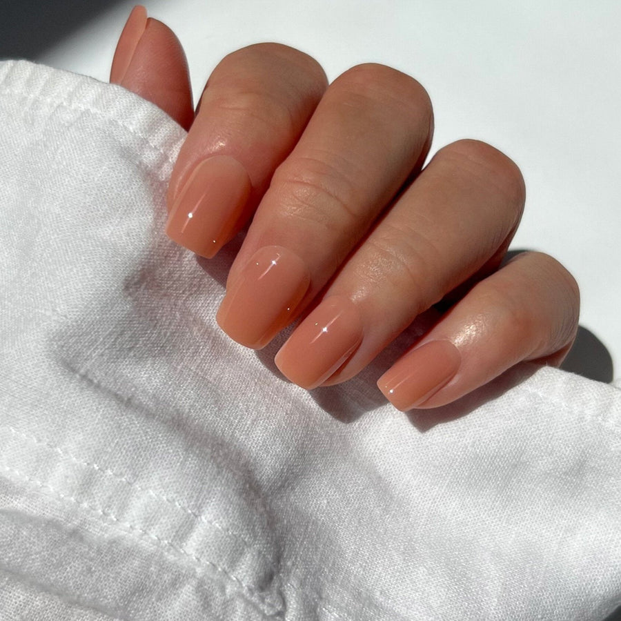 chrome peach gel press on nails