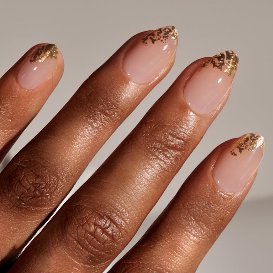 gold metallic nails chrome nails press on nails fake nails short almond