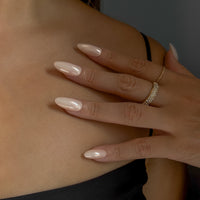 Hailey (Strawberry Glaze) - Press On Nails Short Almond Natural Looking Fake Nails Frst Class Beauty Vanilla Glazed Donut