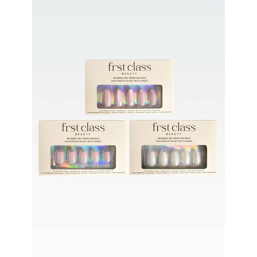 Starter Pack - Press On Nails Short Almond Natural Looking Fake Nails Frst Class Beauty